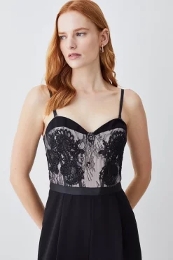 Buy 🎉 Karen Millen Lace Embroidered Woven Jumpsuit - mono 🎉 -Occasionwear Popular Store bkk07851 mono xl 4