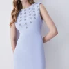 Buy 🧨 Karen Millen Crystal Embellished Lace Mix Mini 👗 Dress 🌟 -Occasionwear Popular Store bkk07855 blue xl