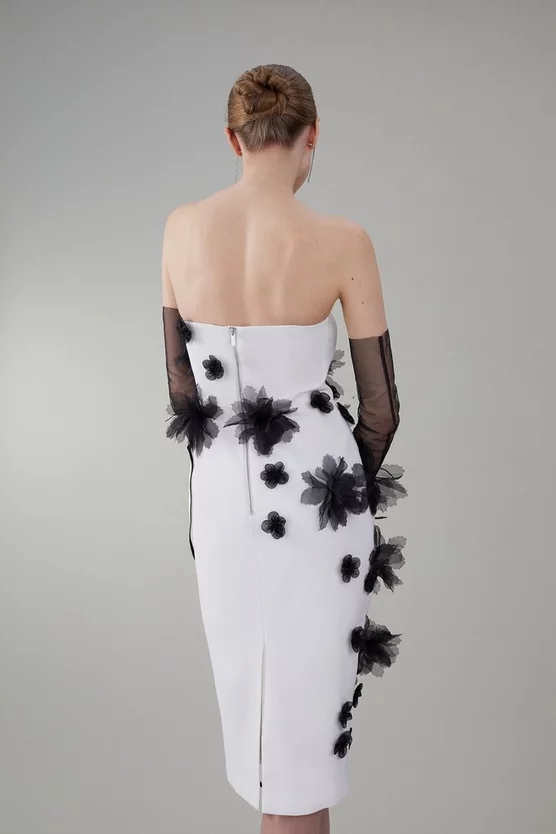 Best Pirce ๐ Karen Millen Bandeau Flower Applique Midi ๐ Dress - white ๐ฅฐ 5 Best Pirce ๐ Karen Millen Bandeau Flower Applique Midi ๐ Dress - white ๐ฅฐ - Image 3