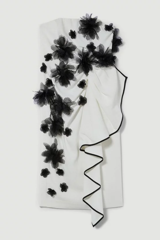 Best Pirce ๐ Karen Millen Bandeau Flower Applique Midi ๐ Dress - white ๐ฅฐ 6 Best Pirce ๐ Karen Millen Bandeau Flower Applique Midi ๐ Dress - white ๐ฅฐ - Image 4
