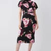 Outlet 🎉 Karen Millen Belted Viscose Blend Angel Sleeve Jersey Midi 👗 Dress 👏 -Occasionwear Popular Store bkk07871 floral xl