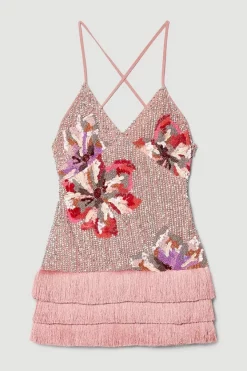 Best deal 🧨 Karen Millen Petite Mixed Sequin & Beaded Fringed Mini 👗 Dress - silver 🥰 -Occasionwear Popular Store bkk07876 silver xl 3