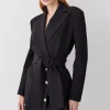 Cheapest ❤️ Karen Millen Stretch Cady Tie Belt Blazer Mini 👗 Dress - black 🎉