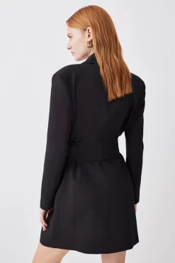 Cheapest ❤️ Karen Millen Stretch Cady Tie Belt Blazer Mini 👗 Dress - black 🎉 -Occasionwear Popular Store bkk07902 black xl 2