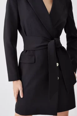 Cheapest ❤️ Karen Millen Stretch Cady Tie Belt Blazer Mini 👗 Dress - black 🎉 -Occasionwear Popular Store bkk07902 black xl 4