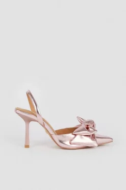 Coupon 🎉 Karen Millen Satin Extreme Bow Slingback Court Heel 😍 -Occasionwear Popular Store bkk07918 blush xl 2