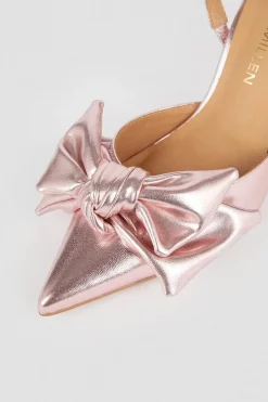 Coupon 🎉 Karen Millen Satin Extreme Bow Slingback Court Heel 😍 -Occasionwear Popular Store bkk07918 blush xl 3