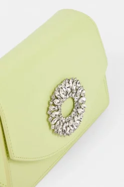 Best Sale 😉 Karen Millen Brooch Detail 👜 Handbag 😍 -Occasionwear Popular Store bkk07919 lime xl 3