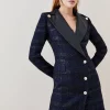 Promo 🎉 Karen Millen Boucle Tux Collared Mini 👗 Dress - navy ⭐ -Occasionwear Popular Store bkk07923 navy xl