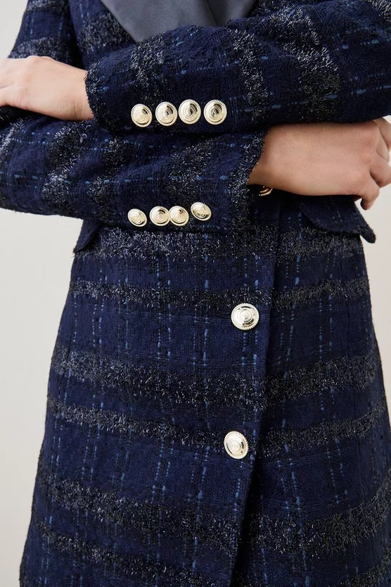 Promo 🎉 Karen Millen Boucle Tux Collared Mini 👗 Dress - navy ⭐ 4 Promo 🎉 Karen Millen Boucle Tux Collared Mini 👗 Dress - navy ⭐ - Image 2