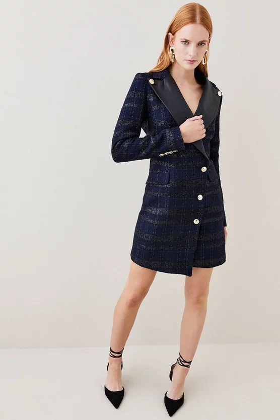 Promo 🎉 Karen Millen Boucle Tux Collared Mini 👗 Dress - navy ⭐ 5 Promo 🎉 Karen Millen Boucle Tux Collared Mini 👗 Dress - navy ⭐ - Image 3