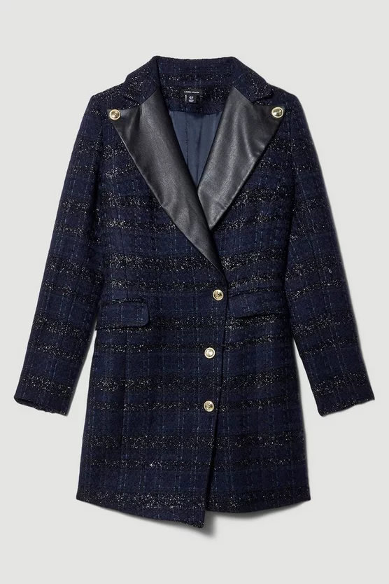 Promo 🎉 Karen Millen Boucle Tux Collared Mini 👗 Dress - navy ⭐ 6 Promo 🎉 Karen Millen Boucle Tux Collared Mini 👗 Dress - navy ⭐ - Image 4