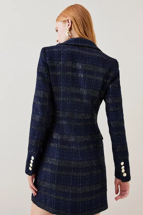 Promo 🎉 Karen Millen Boucle Tux Collared Mini 👗 Dress - navy ⭐ 7 Promo 🎉 Karen Millen Boucle Tux Collared Mini 👗 Dress - navy ⭐ - Image 5