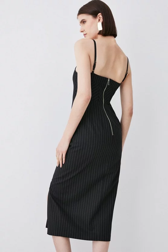 Best deal โ๏ธ Karen Millen Pinstripe Corset Waist Pencil Midi ๐ Dress - black โญ 7 Best deal โ๏ธ Karen Millen Pinstripe Corset Waist Pencil Midi ๐ Dress - black โญ - Image 5