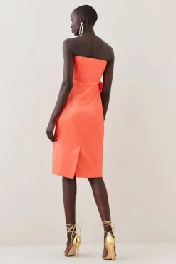 Wholesale 🤩 Karen Millen Italian Structured Satin Bandeau Bow Detail Pencil Midi 👗 Dress 😍 -Occasionwear Popular Store bkk07938 coral20pink xl 2