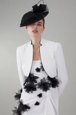 Brand new ๐ฅ Karen Millen Floral Applique Woven Cropped Blazer - mono ๐ฅ