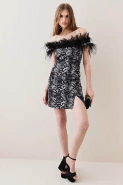Buy ⌛ Karen Millen Snake Jacquard Feather Bardot Mini 👗 Dress 🥰 10 Buy ⌛ Karen Millen Snake Jacquard Feather Bardot Mini 👗 Dress 🥰 -Occasionwear Popular Store bkk07944 snake xl 2