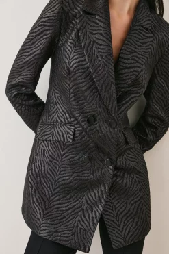 Best reviews of ✨ Karen Millen Zebra Jacquard Tailored Double Breasted Jacket - animal 🔥 -Occasionwear Popular Store bkk07947 animal xl 2