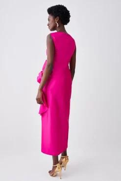 Outlet ✨ Karen Millen Petite Rosette Taffeta Column Midi 👗 Dress - pink 🌟 -Occasionwear Popular Store bkk07954 pink xl 2
