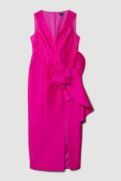 Outlet ✨ Karen Millen Petite Rosette Taffeta Column Midi 👗 Dress - pink 🌟 -Occasionwear Popular Store bkk07954 pink xl 3