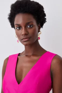 Outlet ✨ Karen Millen Petite Rosette Taffeta Column Midi 👗 Dress - pink 🌟 -Occasionwear Popular Store bkk07954 pink xl 4