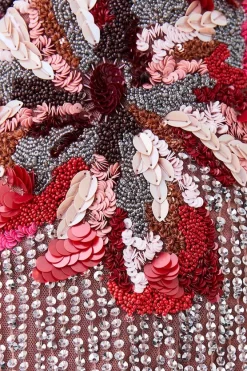 Outlet 💯 Karen Millen Tall Mixed Sequin & Beaded Fringed Mini 👗 Dress - silver 🥰 -Occasionwear Popular Store bkk07956 silver xl 4