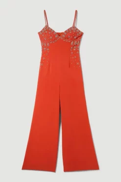 Best reviews of ⭐ Karen Millen Embellished Lace Mix Strappy Woven Jumpsuit - raspberry 😉 -Occasionwear Popular Store bkk07957 raspberry xl 3