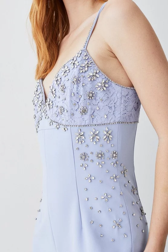 Promo ๐ Karen Millen Embellished Strappy Wide Leg Woven Jumpsuit - blue ๐ 3 Promo ๐ Karen Millen Embellished Strappy Wide Leg Woven Jumpsuit - blue ๐ - Image 2