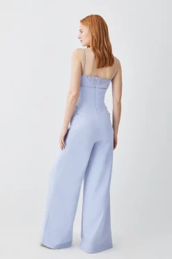 Promo ๐ Karen Millen Embellished Strappy Wide Leg Woven Jumpsuit - blue ๐ 9 Promo ๐ Karen Millen Embellished Strappy Wide Leg Woven Jumpsuit - blue ๐ -Occasionwear Popular Store bkk07958 blue xl 2