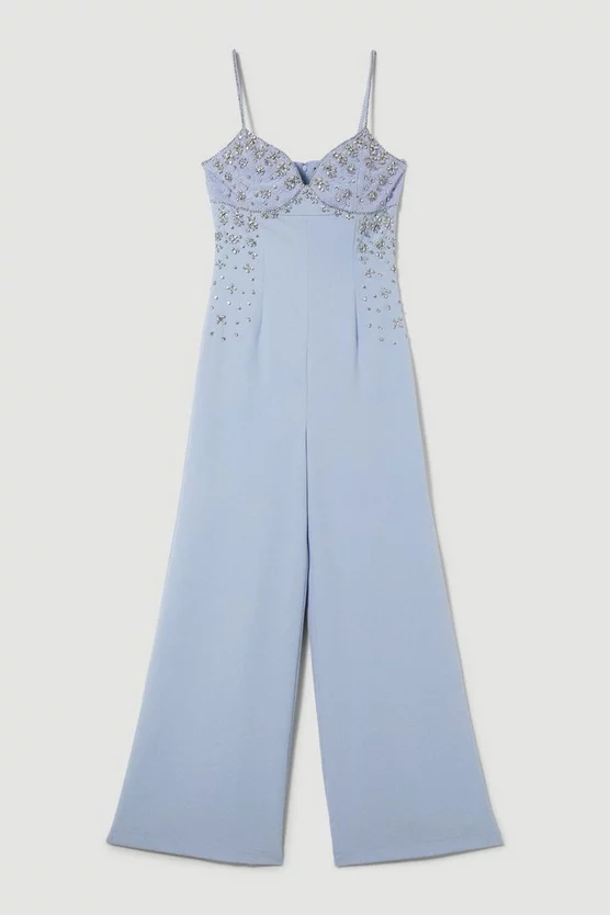 Promo ๐ Karen Millen Embellished Strappy Wide Leg Woven Jumpsuit - blue ๐ 5 Promo ๐ Karen Millen Embellished Strappy Wide Leg Woven Jumpsuit - blue ๐ - Image 4