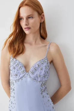 Promo ๐ Karen Millen Embellished Strappy Wide Leg Woven Jumpsuit - blue ๐ 11 Promo ๐ Karen Millen Embellished Strappy Wide Leg Woven Jumpsuit - blue ๐ -Occasionwear Popular Store bkk07958 blue xl 4