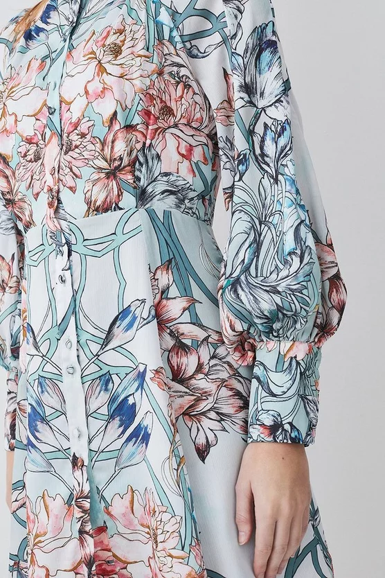 Flash Sale 🛒 Karen Millen Mirrored Floral Satin Woven Mini 👗 Dress - sage 🥰 4 Flash Sale 🛒 Karen Millen Mirrored Floral Satin Woven Mini 👗 Dress - sage 🥰 - Image 2