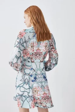 Flash Sale 🛒 Karen Millen Mirrored Floral Satin Woven Mini 👗 Dress - sage 🥰 10 Flash Sale 🛒 Karen Millen Mirrored Floral Satin Woven Mini 👗 Dress - sage 🥰 -Occasionwear Popular Store bkk07959 sage xl 2