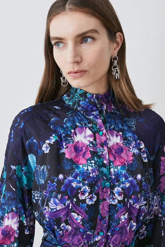 Best Sale โจ Karen Millen Boarder Floral Print Satin Woven Mini ๐ Dress - purple โจ 4 Best Sale โจ Karen Millen Boarder Floral Print Satin Woven Mini ๐ Dress - purple โจ - Image 2
