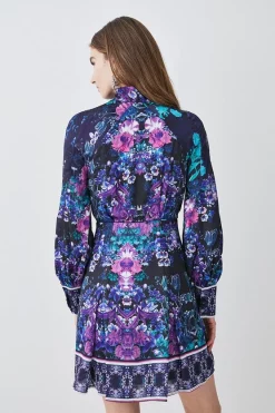 Best Sale โจ Karen Millen Boarder Floral Print Satin Woven Mini ๐ Dress - purple โจ 9 Best Sale โจ Karen Millen Boarder Floral Print Satin Woven Mini ๐ Dress - purple โจ -Occasionwear Popular Store bkk07960 purple xl 2