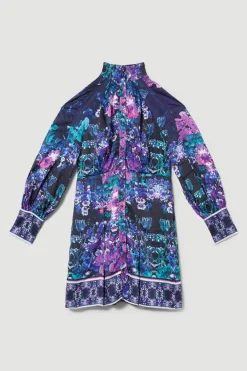 Best Sale โจ Karen Millen Boarder Floral Print Satin Woven Mini ๐ Dress - purple โจ 10 Best Sale โจ Karen Millen Boarder Floral Print Satin Woven Mini ๐ Dress - purple โจ -Occasionwear Popular Store bkk07960 purple xl 3