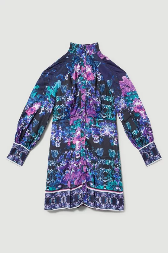 Best Sale โจ Karen Millen Boarder Floral Print Satin Woven Mini ๐ Dress - purple โจ 6 Best Sale โจ Karen Millen Boarder Floral Print Satin Woven Mini ๐ Dress - purple โจ - Image 4