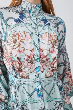 Wholesale 👍 Karen Millen Mirrored Floral Satin Woven Midi 👗 Dress - sage 🤩 -Occasionwear Popular Store bkk07966 sage xl 4