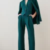 Budget 💯 Karen Millen Structured Crepe Wide Leg Trouser - forest 🎉 -Occasionwear Popular Store bkk07969 forest xl