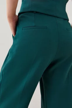 Budget 💯 Karen Millen Structured Crepe Wide Leg Trouser - forest 🎉 -Occasionwear Popular Store bkk07969 forest xl 2