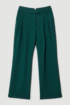 Budget 💯 Karen Millen Structured Crepe Wide Leg Trouser - forest 🎉 -Occasionwear Popular Store bkk07969 forest xl 3