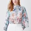 Brand new 💯 Karen Millen Mirrored Floral Print Satin Blouse - sage 🔔 1 Brand new 💯 Karen Millen Mirrored Floral Print Satin Blouse - sage 🔔 -Occasionwear Popular Store bkk07982 sage xl