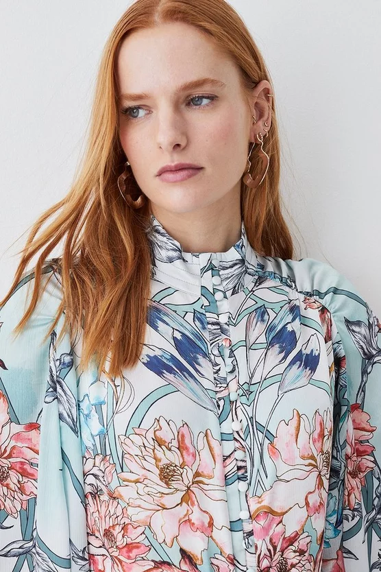 Brand new ๐ฏ Karen Millen Mirrored Floral Print Satin Blouse - sage ๐ 4 Brand new ๐ฏ Karen Millen Mirrored Floral Print Satin Blouse - sage ๐ - Image 2