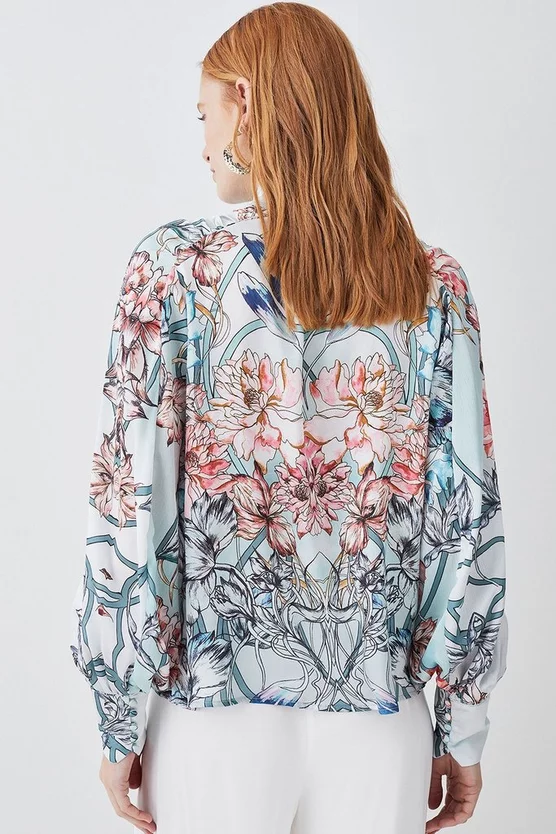 Brand new ๐ฏ Karen Millen Mirrored Floral Print Satin Blouse - sage ๐ 5 Brand new ๐ฏ Karen Millen Mirrored Floral Print Satin Blouse - sage ๐ - Image 3