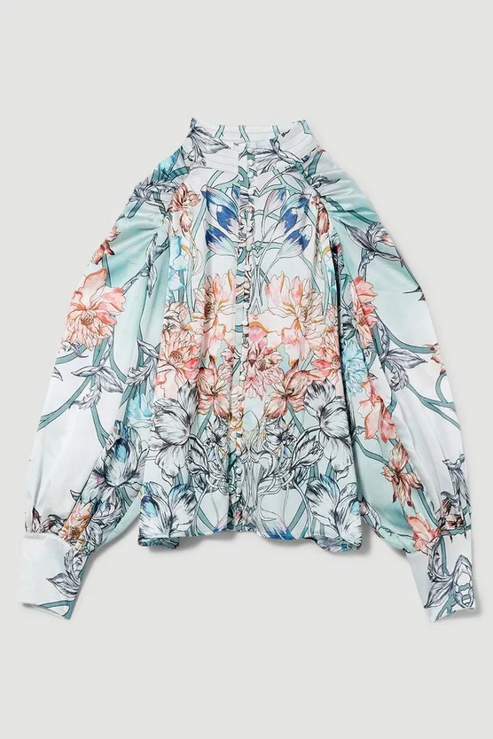 Brand new ๐ฏ Karen Millen Mirrored Floral Print Satin Blouse - sage ๐ 6 Brand new ๐ฏ Karen Millen Mirrored Floral Print Satin Blouse - sage ๐ - Image 4
