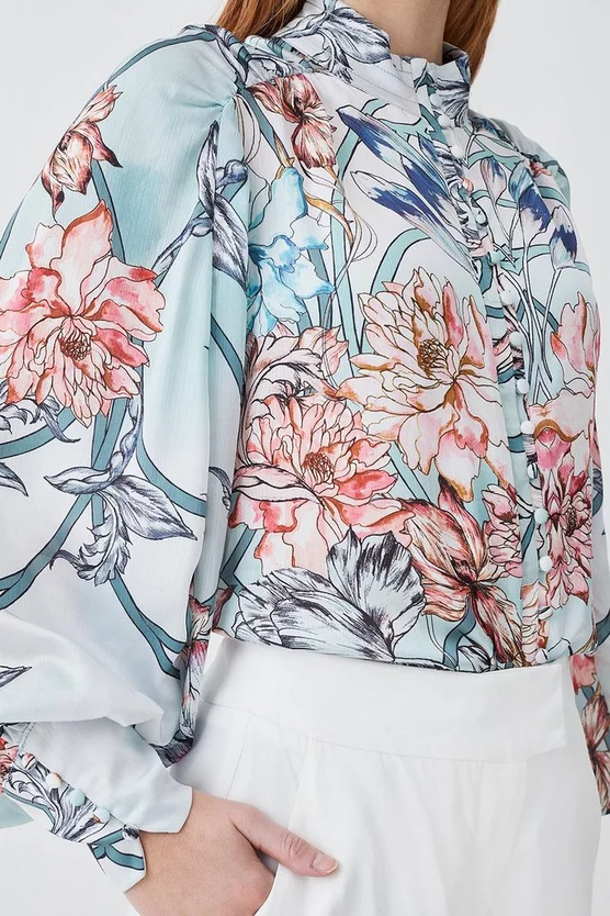Brand new ๐ฏ Karen Millen Mirrored Floral Print Satin Blouse - sage ๐ 7 Brand new ๐ฏ Karen Millen Mirrored Floral Print Satin Blouse - sage ๐ - Image 5
