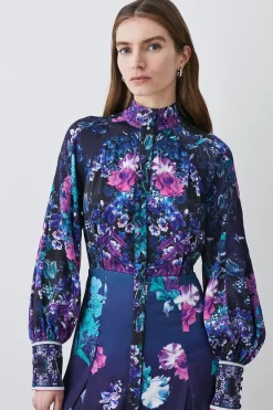 New 🔥 Karen Millen Boarder Floral Print Satin Woven Midi 👗 Dress - purple 😀 9 New 🔥 Karen Millen Boarder Floral Print Satin Woven Midi 👗 Dress - purple 😀 -Occasionwear Popular Store bkk07989 purple xl 1