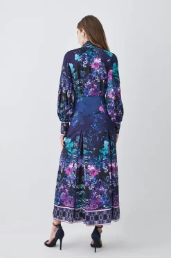 New 🔥 Karen Millen Boarder Floral Print Satin Woven Midi 👗 Dress - purple 😀 10 New 🔥 Karen Millen Boarder Floral Print Satin Woven Midi 👗 Dress - purple 😀 -Occasionwear Popular Store bkk07989 purple xl 2