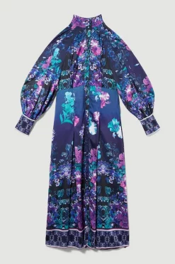 New 🔥 Karen Millen Boarder Floral Print Satin Woven Midi 👗 Dress - purple 😀 11 New 🔥 Karen Millen Boarder Floral Print Satin Woven Midi 👗 Dress - purple 😀 -Occasionwear Popular Store bkk07989 purple xl 3