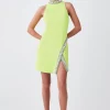 Flash Sale 😀 Karen Millen Petite Crystal Embellished Woven Mini 👗 Dress - lime 🌟 -Occasionwear Popular Store bkk08005 lime xl